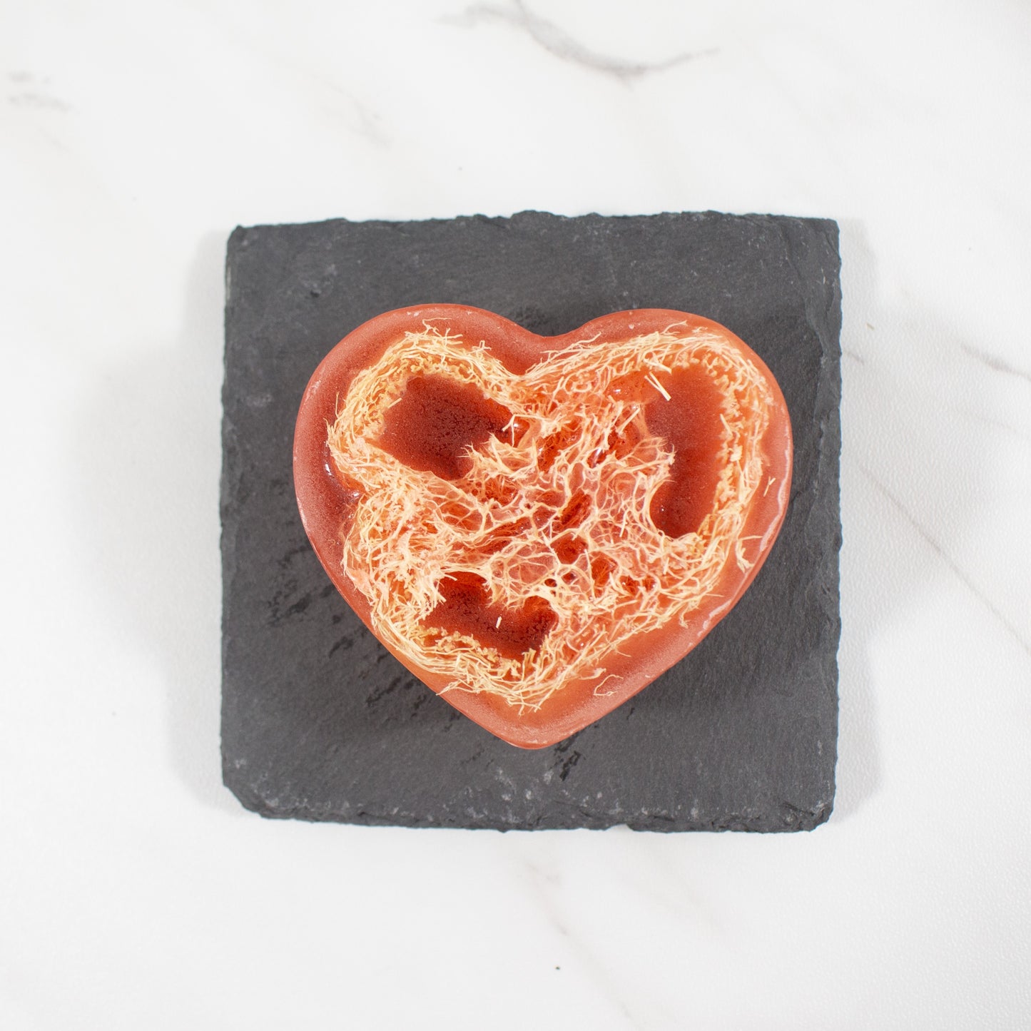 heart shaped loofah soap