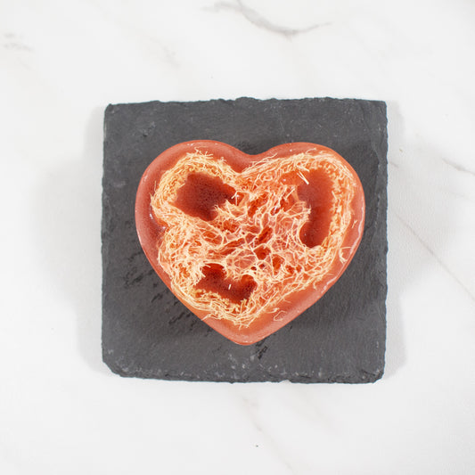 heart shaped loofah soap