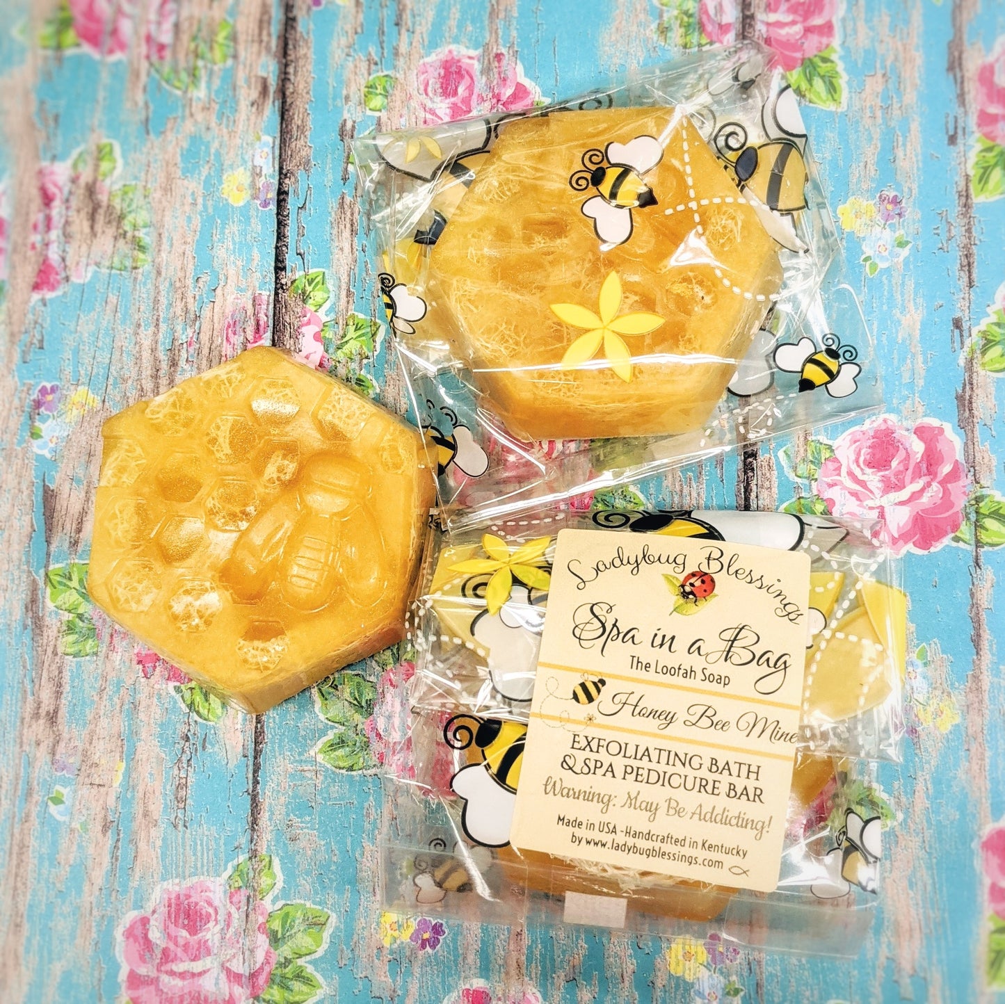 "Honey Bee Mine" Mini Loofah Soap